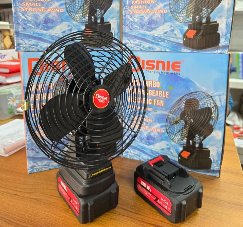 Disnie Double Lithium Battery Electric Rechargeable Fan( ডিজনি ডাবল লিথিয়াম ব্যাটারি ইলেকট্রিক রিচার্জেবল ফ্যান )