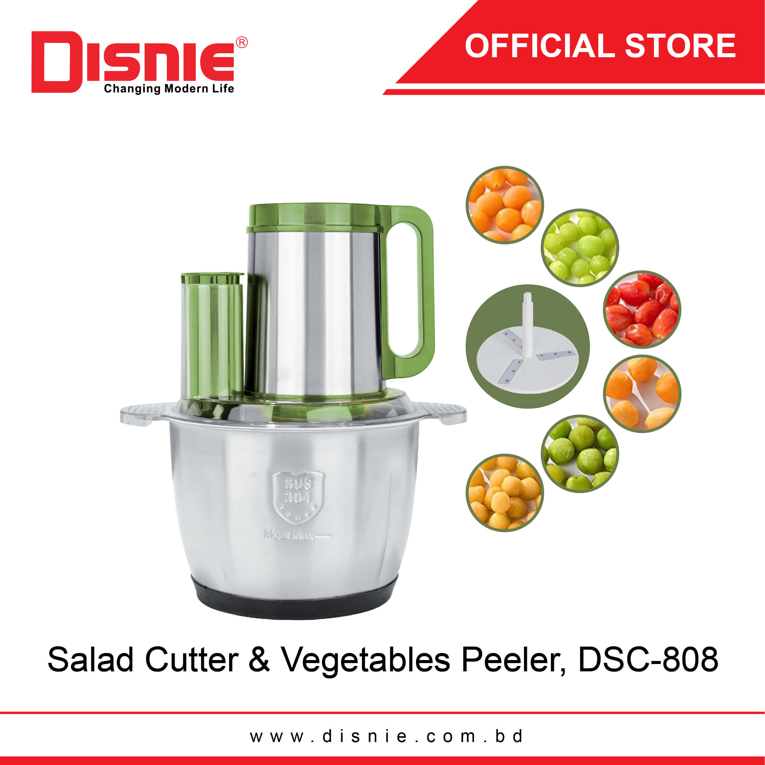 3.5L Disnie 8in1 DSC-808 Salad Cutter & Food Chopper With Fruits Peeler