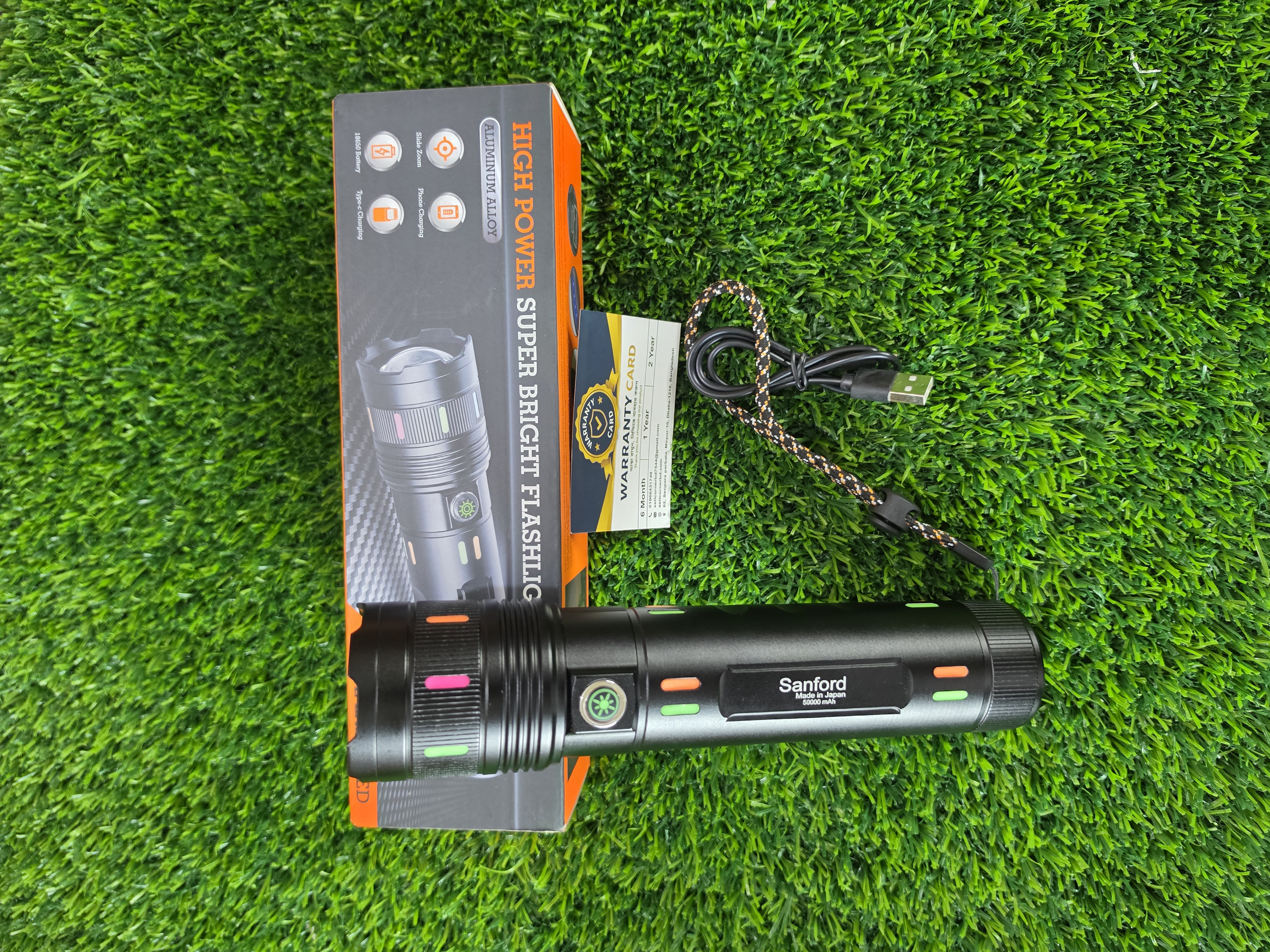 50000 MAH Betray Sanford Super Bright Rechargeable Flashlight