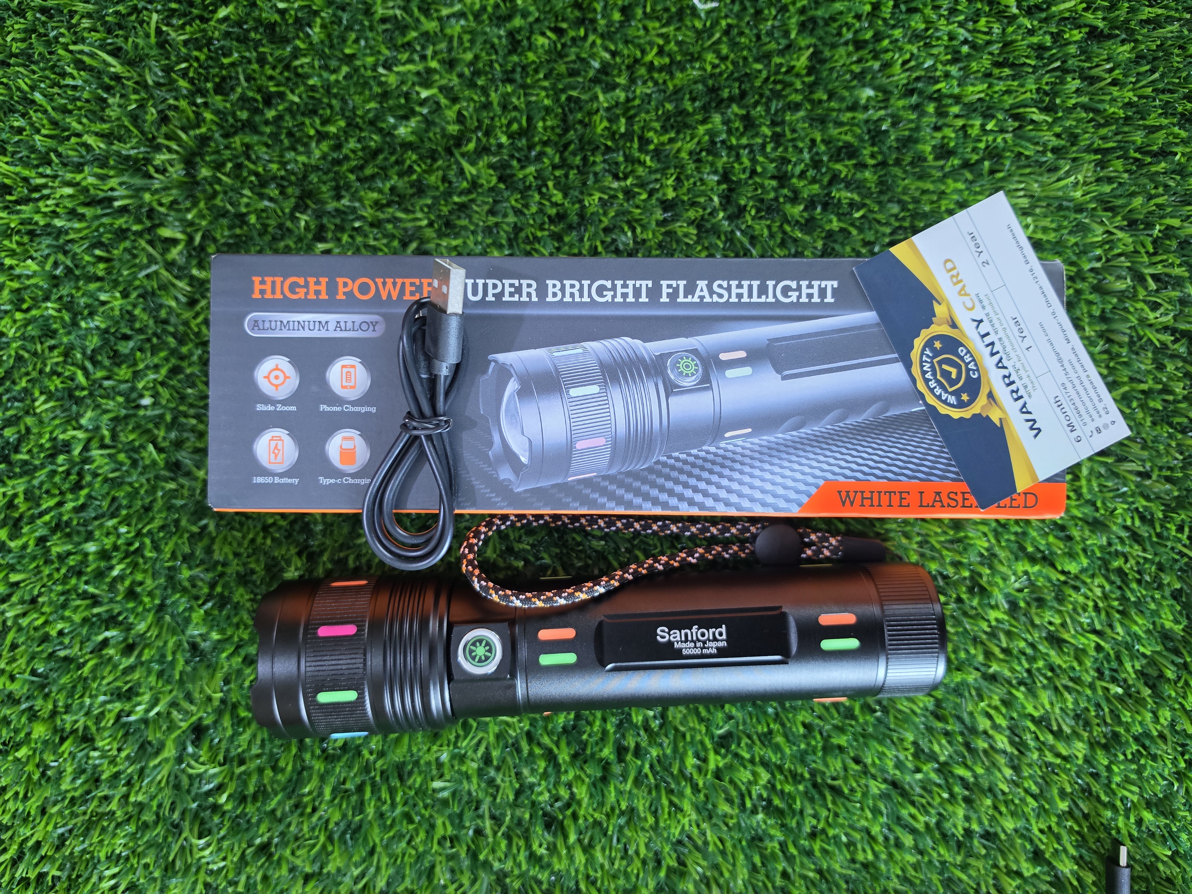 50000 MAH Betray Sanford Super Bright Rechargeable Flashlight