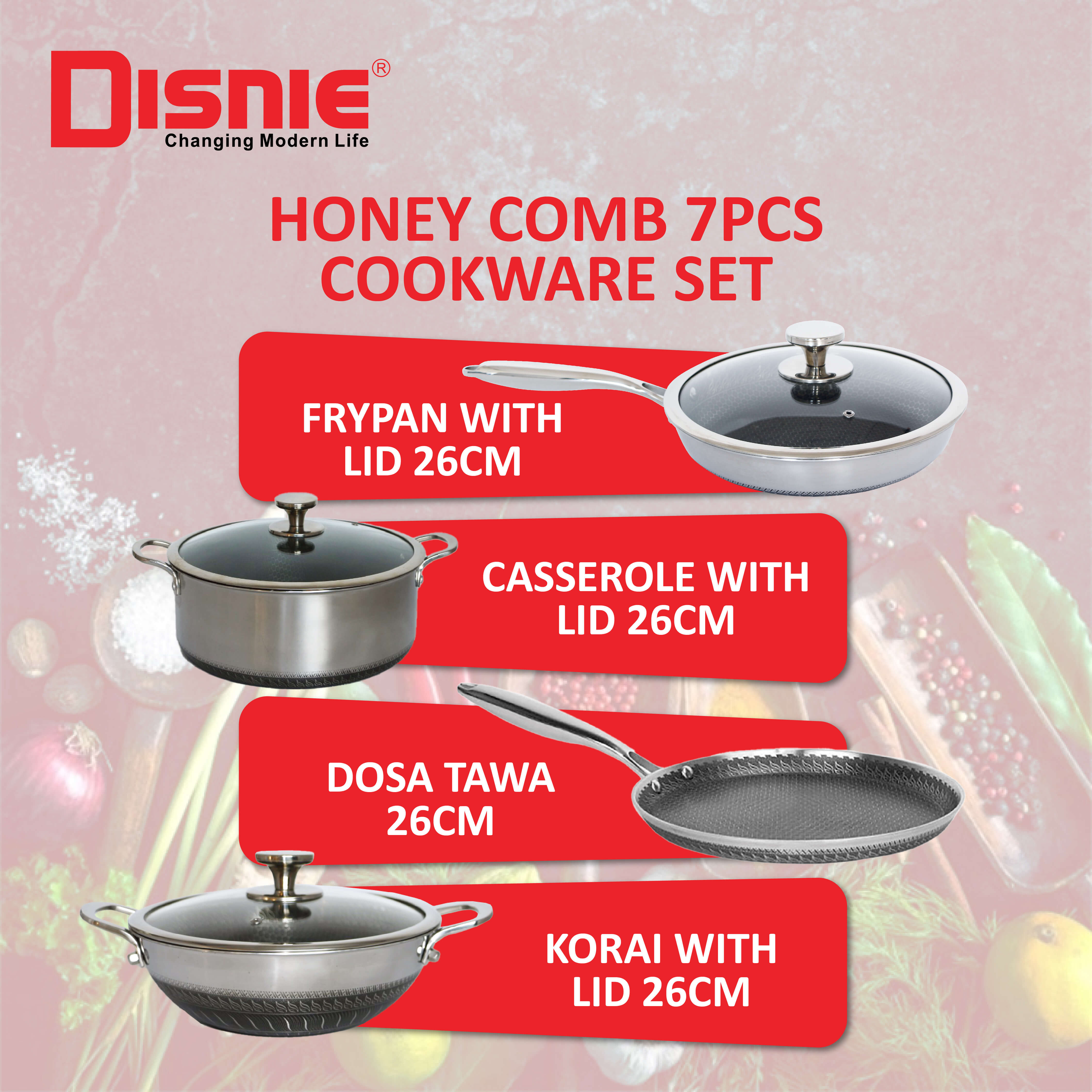Disnie 7 Pcs SUS 316 Honeycomb Cooking Set